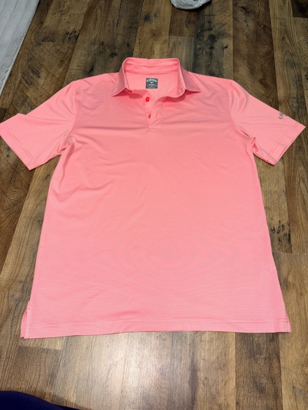 Callaway Coral Pink Striped Golf Polo